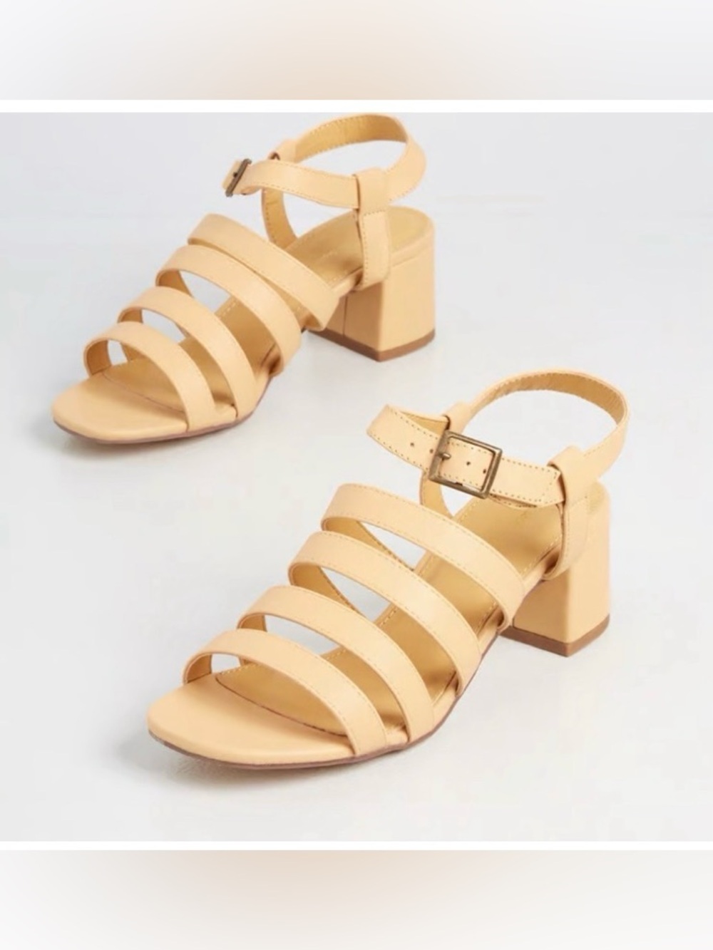ModCloth NWT Seaside Sunset Block Heel Strappy Sandal - Pale Yellow 9 NIB